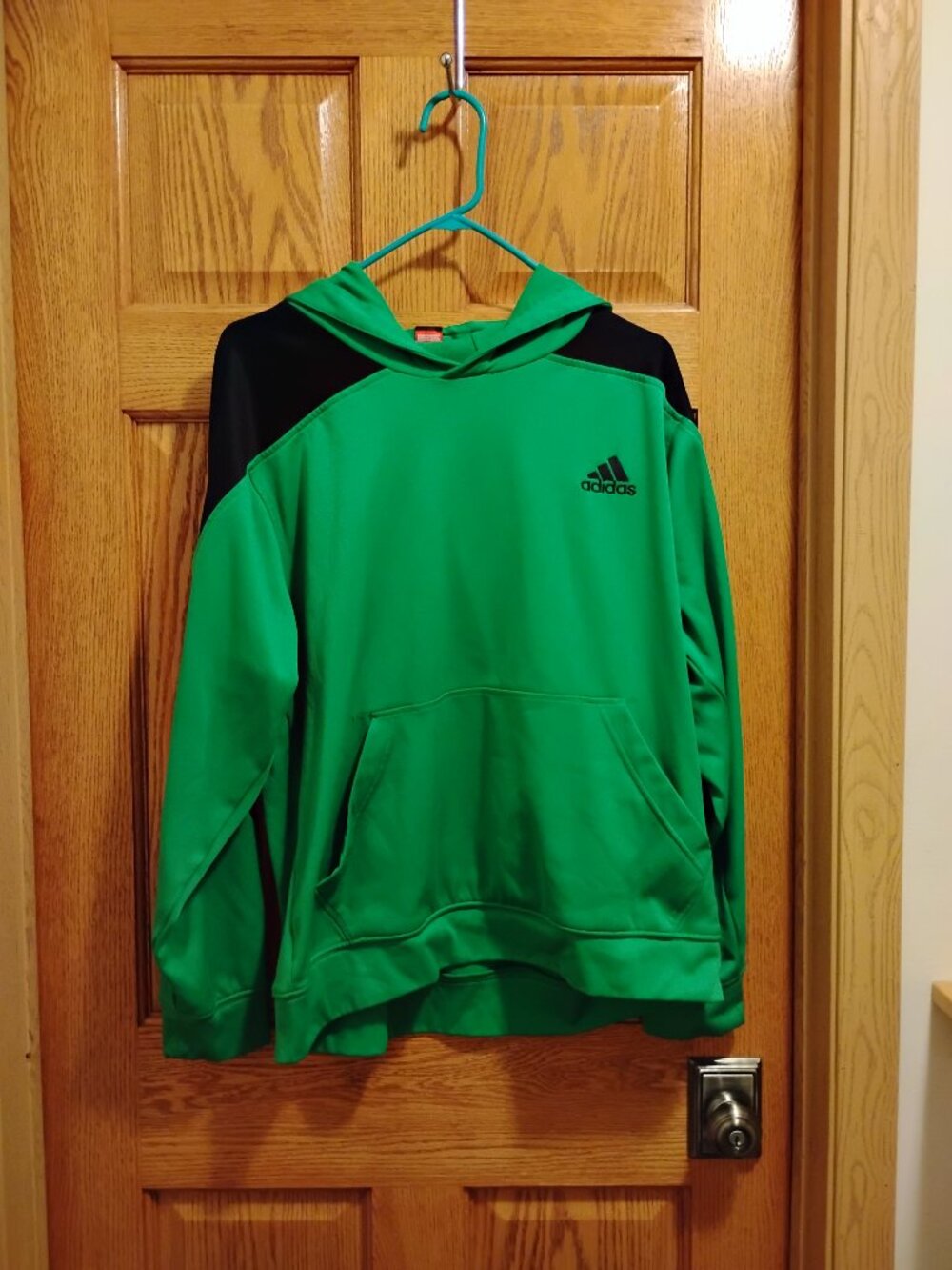 Adidas Climawarm Hoodie Green & Black with Stripes Basketball Men's Size L